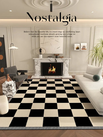 Navak Carpet Nordic Style Rugs for Bedroom Fluffy Soft Living Room Decoration Plush Carpet Modern Minimalist Study Rug Thick Plaid Floor Mat