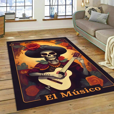 Navak Carpet Horror Skull Girl Dead Gothic Undead Female Carpet Rug for Home Living Room Bedroom Sofa Doormat Decor,Kid Area Rug Non-slip Mat