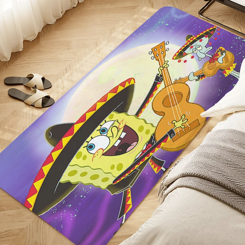 Navak Carpet Sleeping Room Floor Carpet D-SpongeBobs Cute Kitchen Waterproof Bathroom Mat Non-slip Custom Doormat Entrance Door Hallway Rug