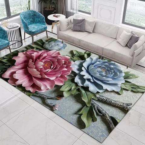 Navak Carpet Home Decor Entrance Door Mat Flower Rose Peony Pastoral 3D Printed Carpet Living Room Rugs Furry Mat Carpet Bedroom Decoration