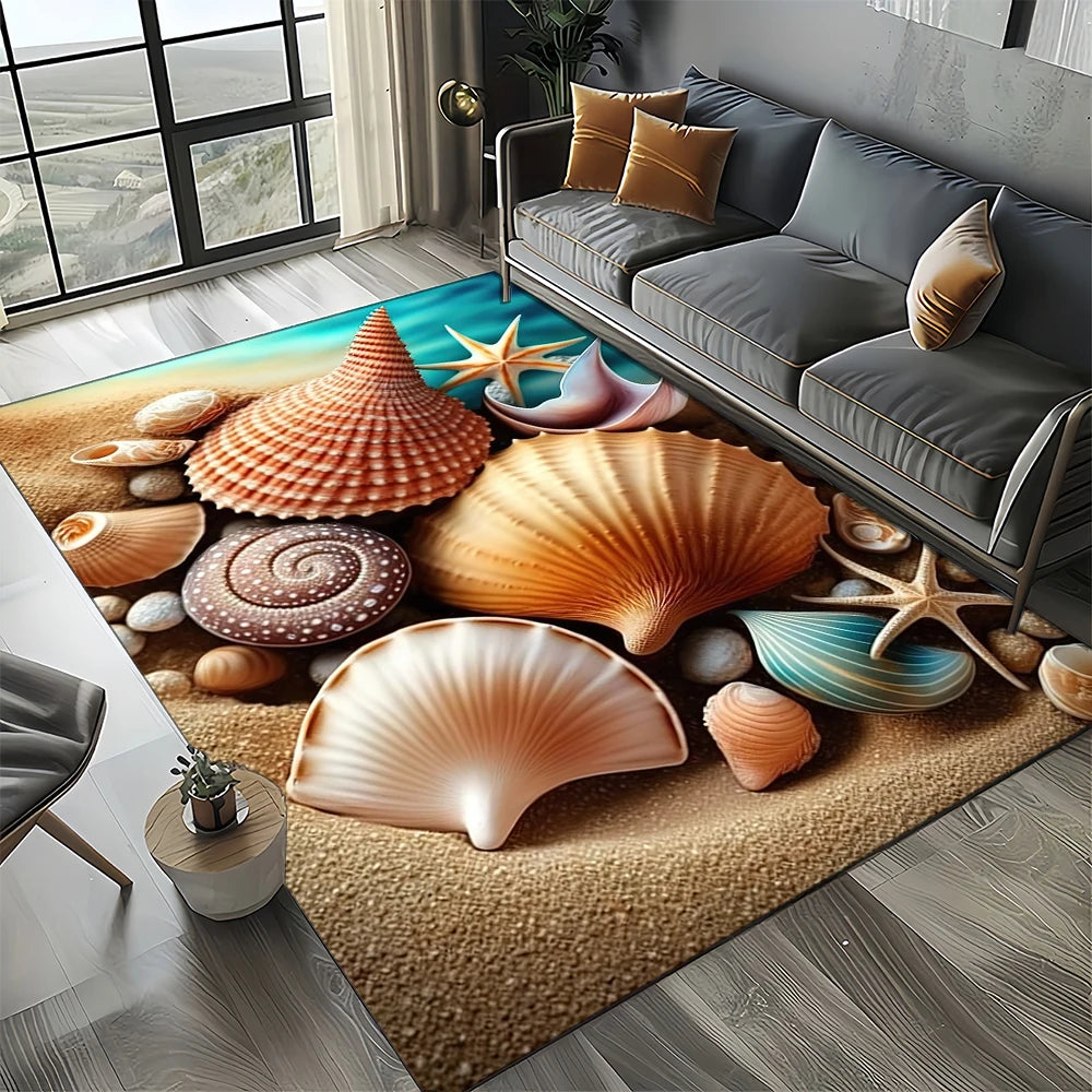Navak Carpet 2025 New Starfish Beach Shell Sea Star Sand Carpet Rug for Living Room Bedroom Home Sofa Decoration,Kids play Non-slip Floor Mat