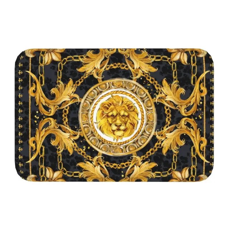 Navak Carpet Luxury Golden Lion European Floral Front Floor Door Entrance Mats Outdoor Bathroom Kitchen Doormat Living Room Carpet Rug
