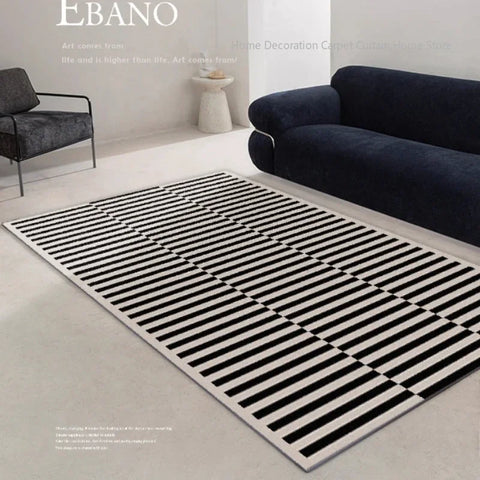 Navak Carpet Simple Black Stripe Living Room Decoration Carpet Ins Nordic Bedroom Bedside Plush Non-slip Mat Luxury Study Cloakroom Soft Rug