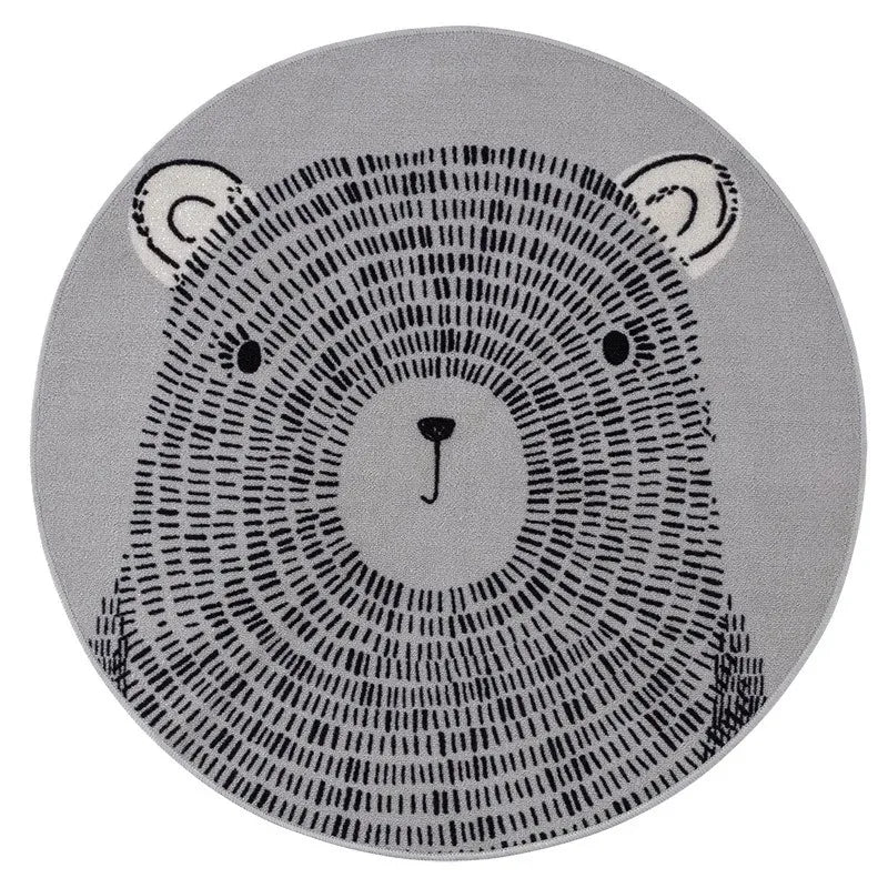 Navak Carpet Cartoon Animal Round Rug Girl Children's Room Crawling Floor Mat Bedroom Living Room
