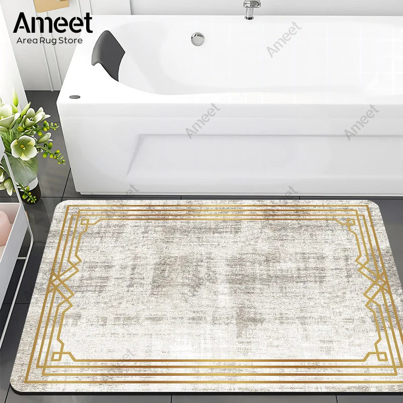 Navak Carpet Super Absorbent Floor Bath Mat Bathroom Shower Anti-slip Carpet Quick Dry Rubber Door Mat Nordic Luxury Marble Rug Home Decor