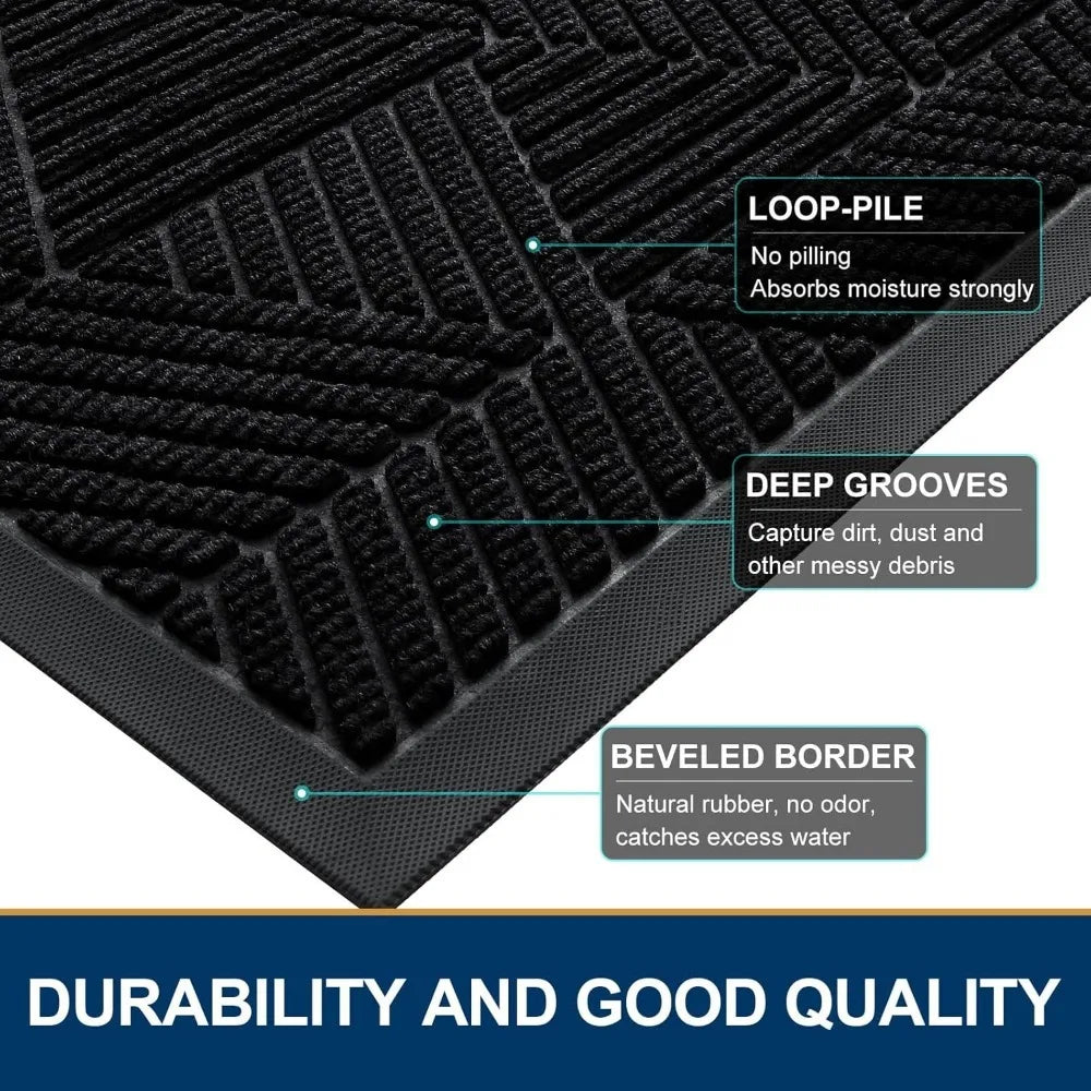 Navak Carpet Smiry Front Door Mat Outside Entrance, Heavy Duty Sturdy Natural Rubber Doormat, Trap Dirt and Moisture