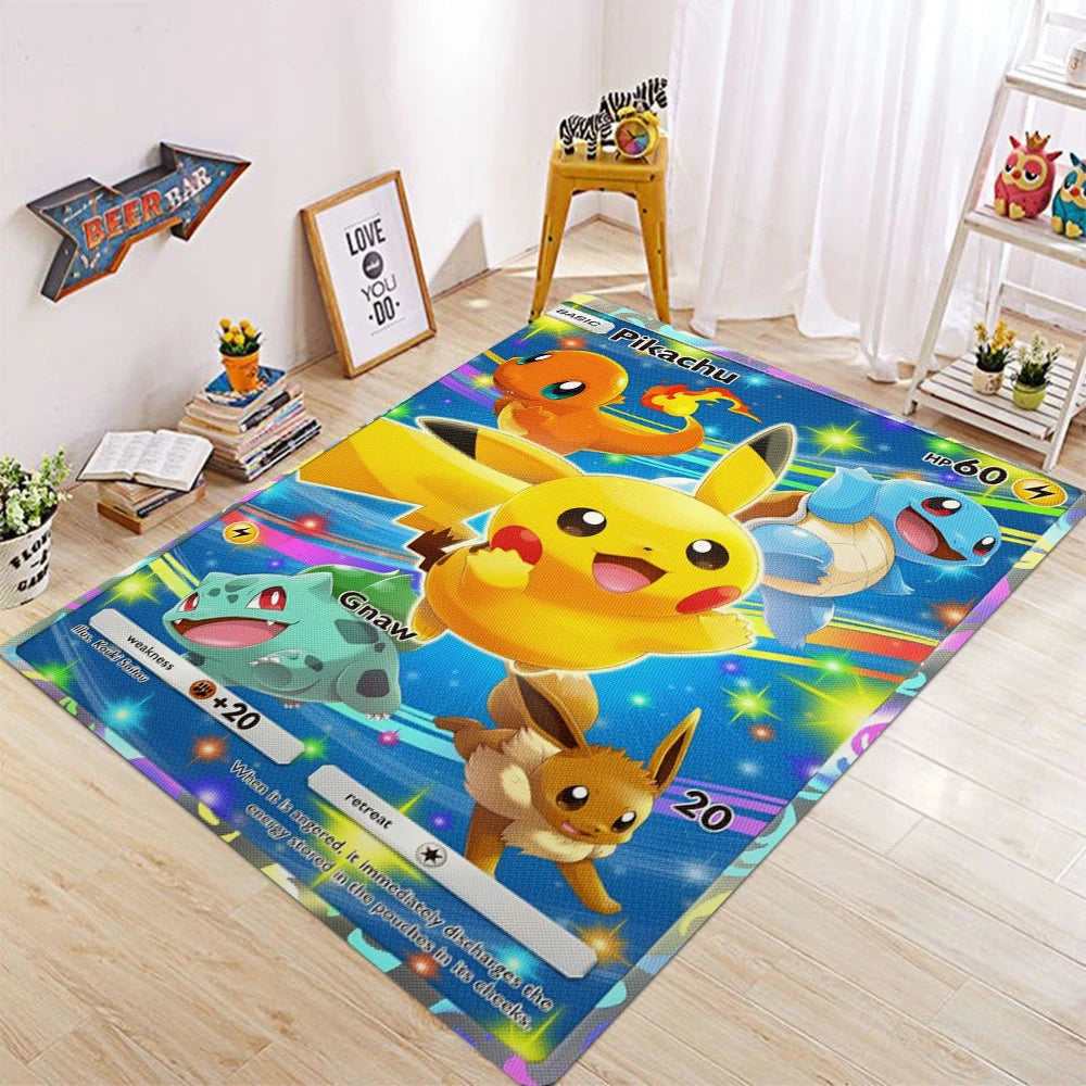 Navak Carpet Daily Picks Pikachu Charizard Gengar Card Game Themed Rug for Bedroom Floor Mat Living Room E Sports Zone Stylish Decor Welcome Rug