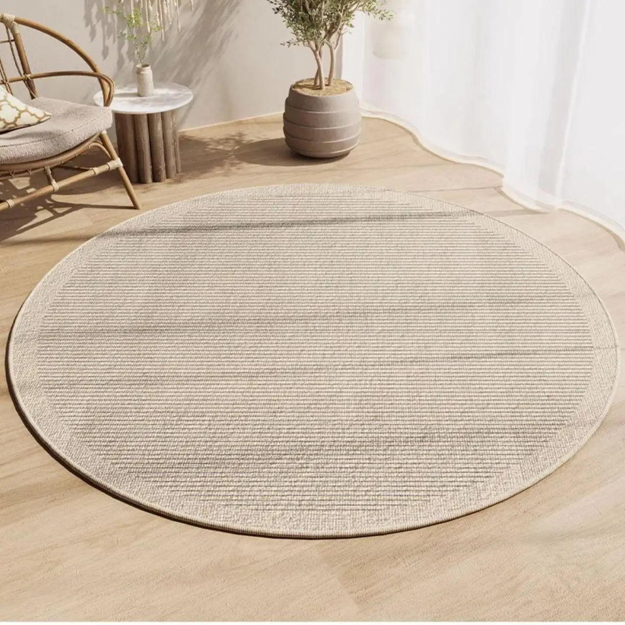 Navak Carpet Soft Imitation Cashmere Round Rug for Bedroom Living Room Study Anti-slip Easy Clean Minimalist Bedside Carpet Mat Floor Decor
