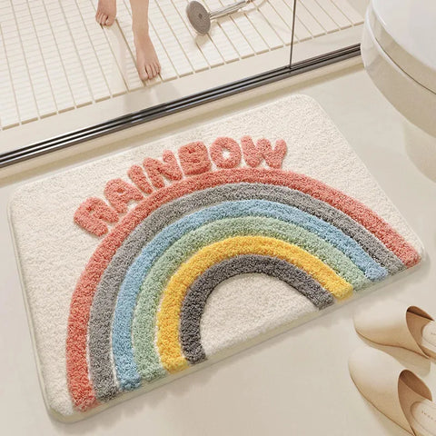 Navak Carpet Cartoon Imitation Cashmere Bathroom Mats Entry Door Quick Drying Absorbent Rugs Non-Slip Thickened Bedroom Carpets Household