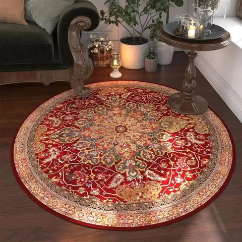 Navak Carpet Moroccan Floral Round Carpet, Washable For Living Room & Dining