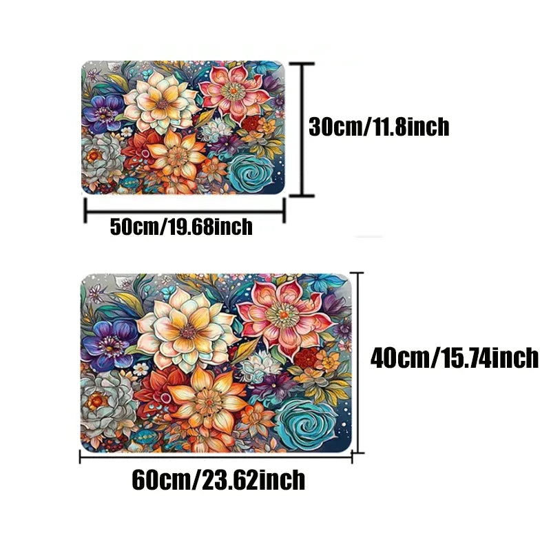 Navak Carpet 1Pc Floral Letter Print Welcome Doormat Anti-Slip Bath Rug Fade Resistant Kitchen Garden Floor Mat Washable Home Decor Carpets