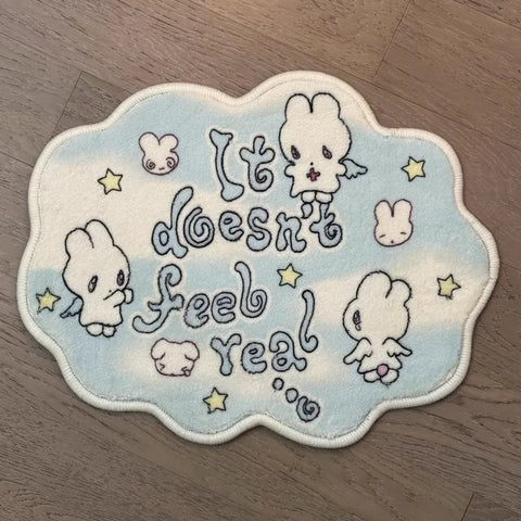 Navak Carpet Sleepy house cat • Cream cute angel rabbit imitation cashmere carpet decoration living room room floor mat mirror front blanket