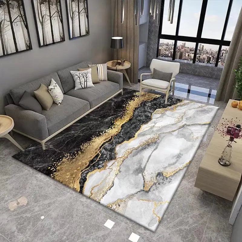 Navak Carpet Marble Pattern Area Rug – Soft Living Room Carpet, Non-Slip Washable Floor Mat for Bedroom, Bedside, Modern Home Decor