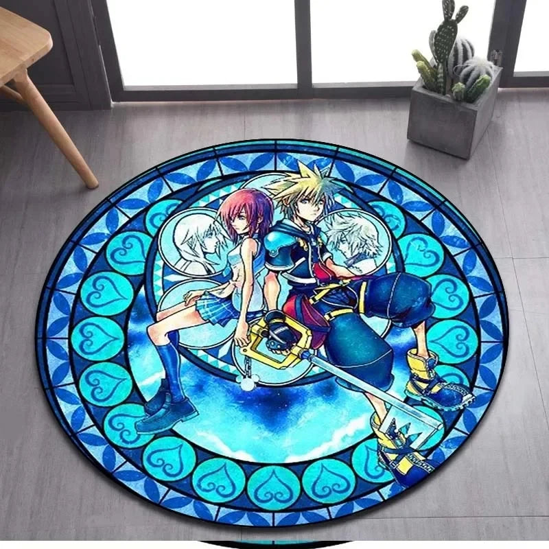 Navak Carpet Daily Picks DISNEY Kingdom Hearts Cartoon Pattern Area Rug Round Floor Mat Kid Living Room Carpet Bathroom Kitchen Doormat Decorate