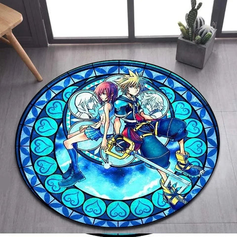 Navak Carpet Daily Picks DISNEY Kingdom Hearts Cartoon Pattern Area Rug Round Floor Mat Kid Living Room Carpet Bathroom Kitchen Doormat Decorate