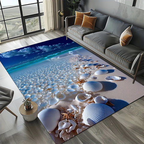 Navak Carpet 2025 New Starfish Beach Shell Sea Star Sand Carpet Rug for Living Room Bedroom Home Sofa Decoration,Kids play Non-slip Floor Mat