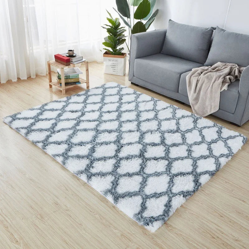 Navak Carpet Soft Long Plush Bedroom Rug Living Room Fluffy Gradient Carpet Mats Tie Dyeing Floor Carpets Bay Window Home Decor Rugs
