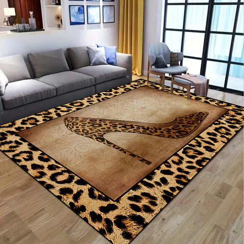 Navak Carpet Leopard print Mat 1pc machine washable leopard print mat entrance living room bedroom nursery outdoor terrace garden carpet