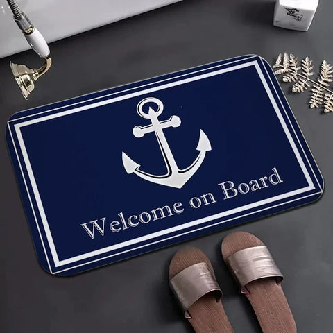 Navak Carpet Blue Doormats Entrance Door Mat Anchor Boat Decoration Living Room Rug Welcome Kitchen Mats Anti Slip Bathroom Floor Rugs Carpet