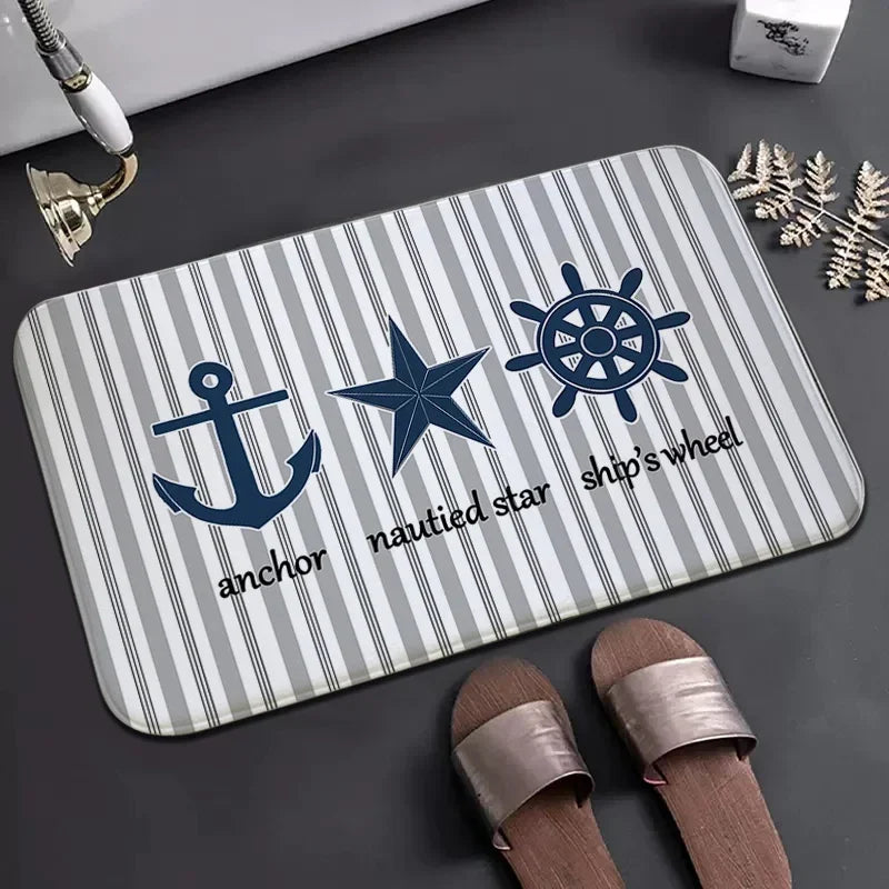 Navak Carpet Blue Doormats Entrance Door Mat Anchor Boat Decoration Living Room Rug Welcome Kitchen Mats Anti Slip Bathroom Floor Rugs Carpet