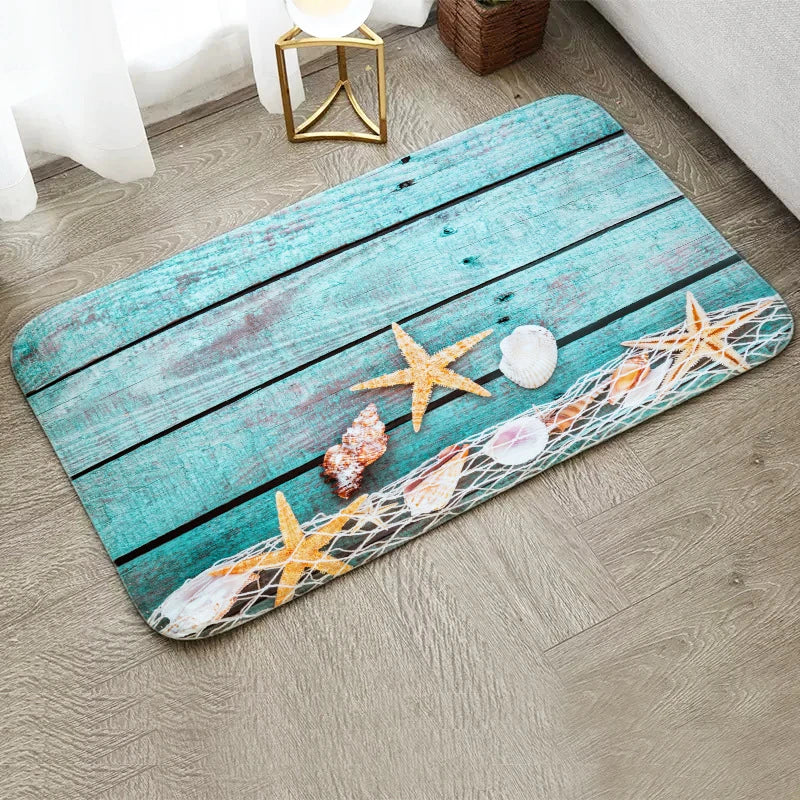 Navak Carpet Fun Starfish Shark Beach Ocean Elements Welcome Floor Mat Entrance Doormats Kitchen Rug Home Decor Anti-slip Washable Carpet
