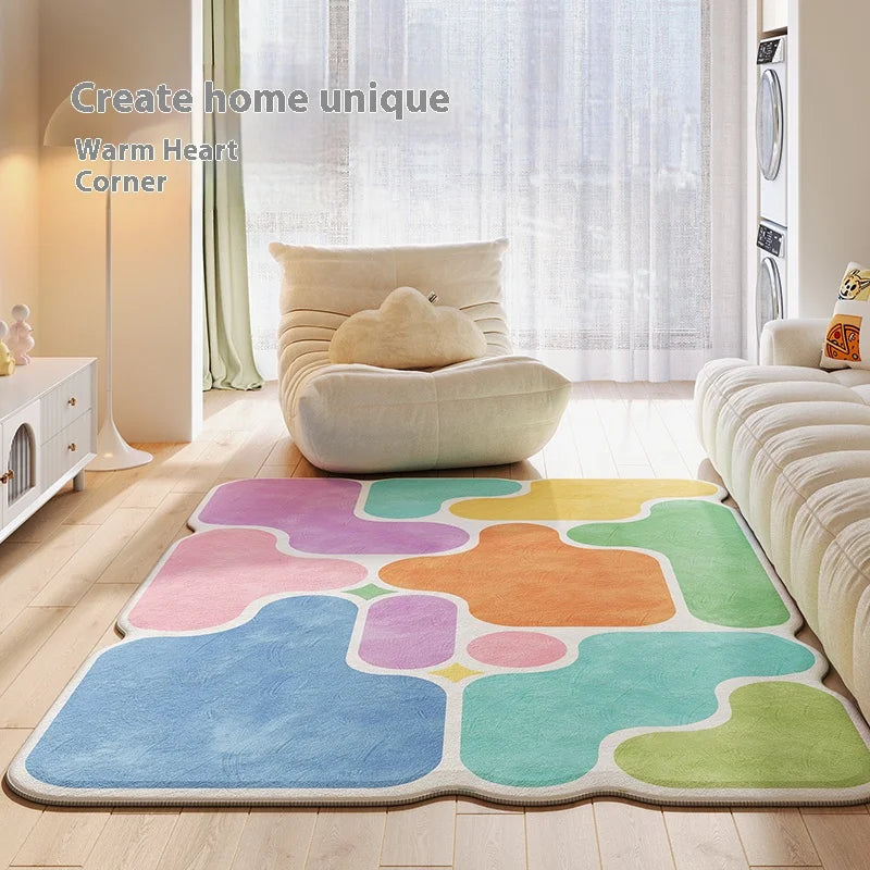 Navak Carpet Exclusive Picks Dopamine Patchwork Imitation Cashmere Rug Comfort Washable Living Room Sofa Rug Bedroom Rug Recliner Chair Rug Home Decor