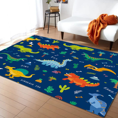 Navak Carpet Cartoon Dinosaur Area Rugs Dino Carpet Non Slip Dinosaur Floor Mat for Playroom Classroom Kidroom Decor Children's Crawling Mat