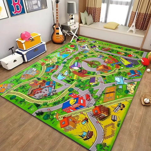 Navak Carpet Children’s Educational City Life Playmat Rug Road Traffic System Carpet for Bedroom Playroom Fun Learning Floor Mat Safe Kids