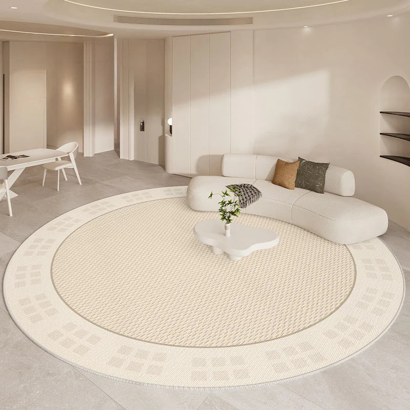 Navak Carpet Luxurious Living Room Carpet Round Beige Minimalism Rug High Quality Bedroom Study Rugs Soft Comfortable Bedside Carpets Tapete