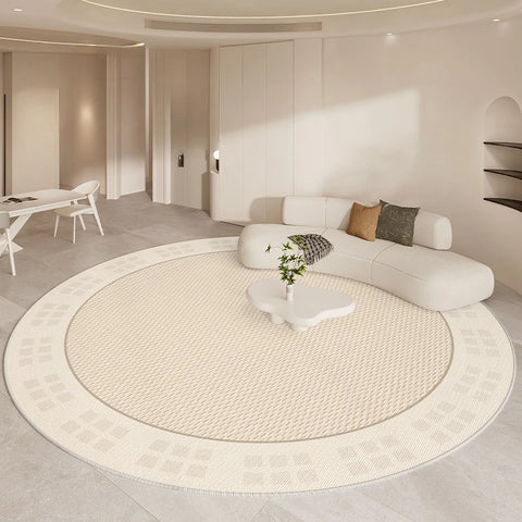 Navak Carpet Luxurious Living Room Carpet Round Beige Minimalism Rug High Quality Bedroom Study Rugs Soft Comfortable Bedside Carpets Tapete
