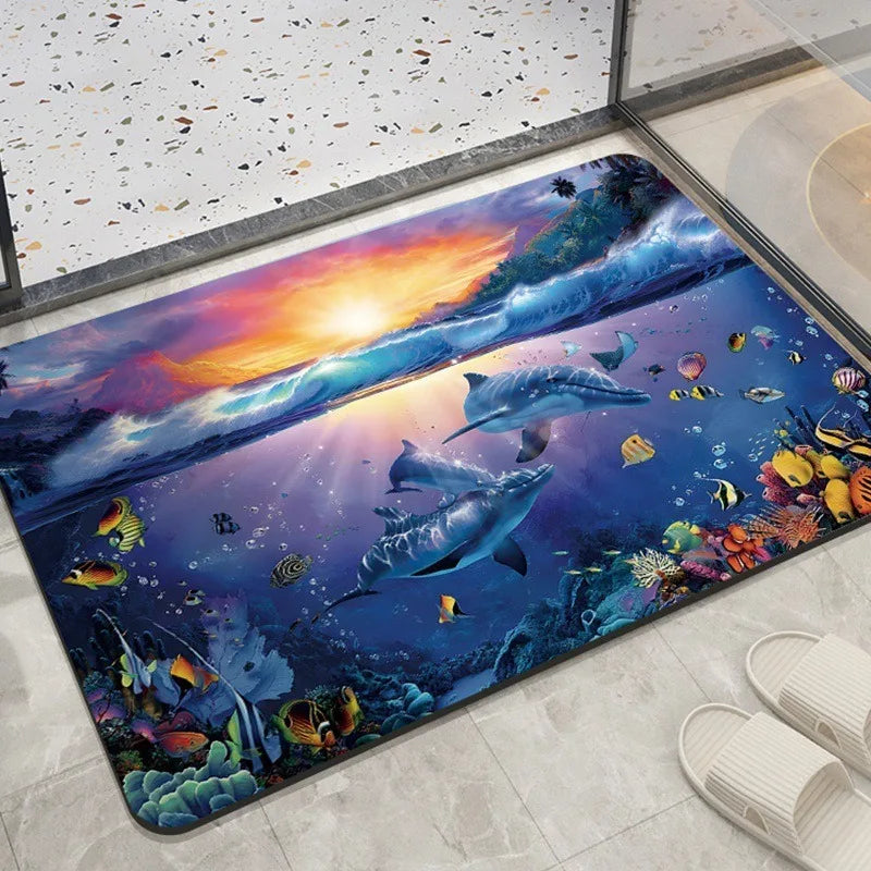 Navak Carpet Home decoration bedroom living room entrance entrance floor mat sea animal dolphin pattern kitchen bathroom absorbent carpet