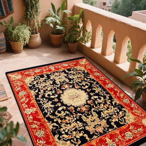 Navak Carpet Retro Red Persian Carpet for Rooms Non-slip Decoration Home Boho rugs Washable LIVE ROOM RUG Bohemian Coffee Tables Mat Bedroom