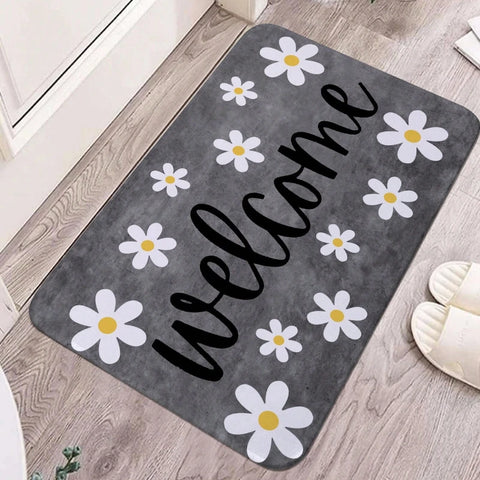Navak Carpet Simple White Floral Printed Rug Non-slip Mat Indoor Kitchen Mats for Entrance for Living Room Kitchen Bedroom Farmhouse Carpet