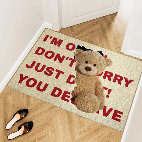 Navak Carpet Cute Bears Welcome Floor Mats Entrance Doormat Anti-slip PVC for Entry Porch Hallway Entryway Home Decor Dust Removal Carpet