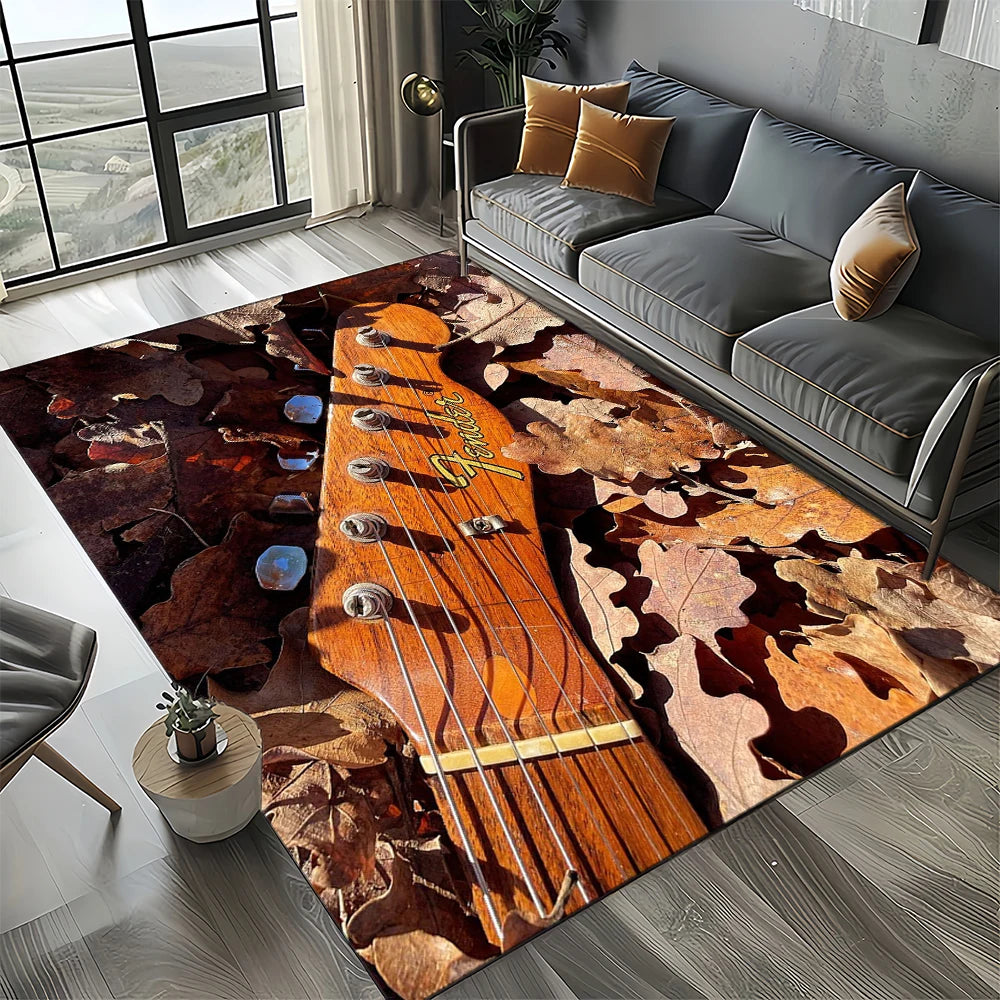 Navak Carpet 27 Style New 3D Fender Retro Guitar Instruments Music Carpet Rug for Living Room Bedroom Home Sofa Decoration,Non-slip Floor Mat