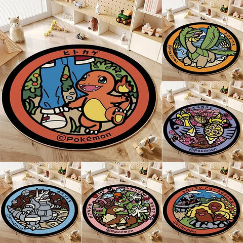 Navak Carpet Daily Picks Disney Anime Cartoon Pokemonzd Round Floor Mat Living Room Bedroom Rugs Cute Child Non-Slip Washable Carpet Home Decor