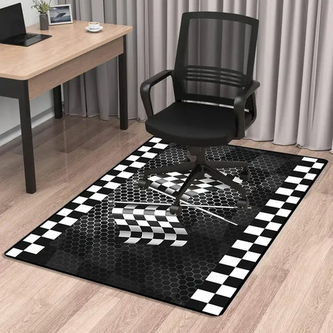 Navak Carpet Exclusive Picks Black and White Checkered Flag Carpet Durable Anti-Slip Racing Sports Decorative Floor Mat Living Room Carpet Home Decor
