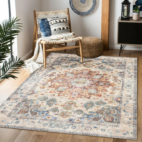 Navak Carpet ,Vintage Boho Rug,Ultra-Soft Low Pile, Washable, Non Slip,Stain Resistant Printed Carpet for Living Room Bedrooms P