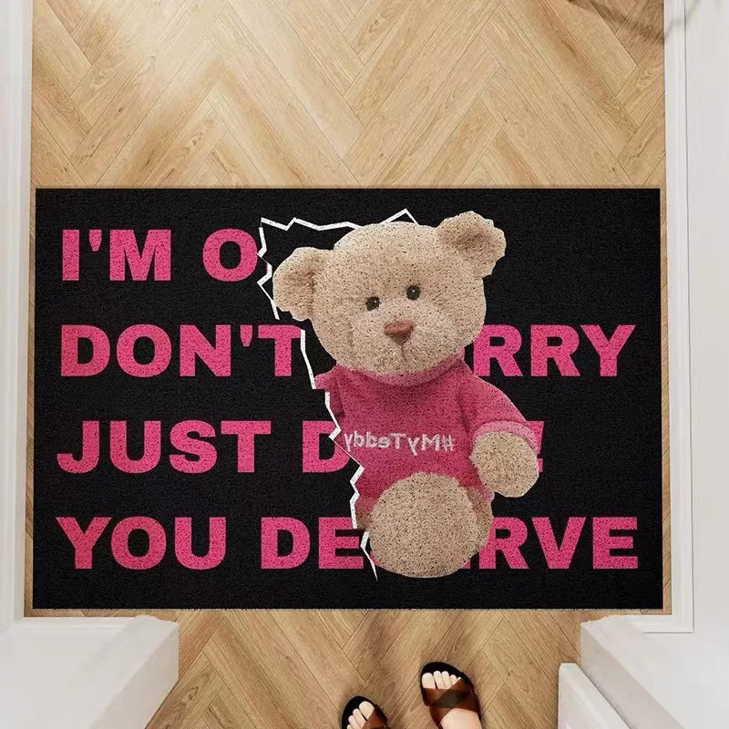 Navak Carpet Cute Bears Welcome Floor Mats Entrance Doormat Anti-slip PVC for Entry Porch Hallway Entryway Home Decor Dust Removal Carpet