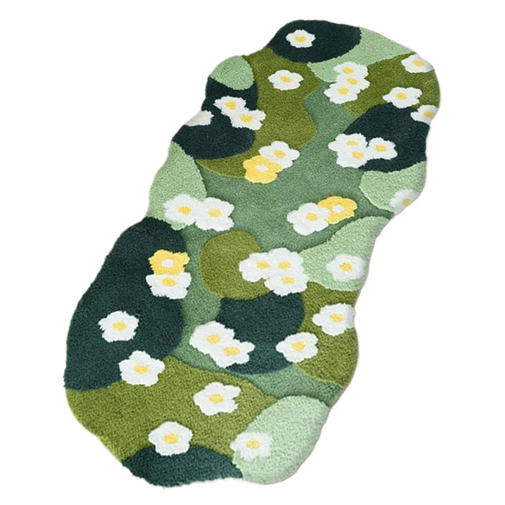 Navak Carpet Nordic 3D Moss Rug Carpet Fluffy Green Forest Irregular Floor Mat Moss Carpet Three-Dimensional Flocking Bedroom Rug