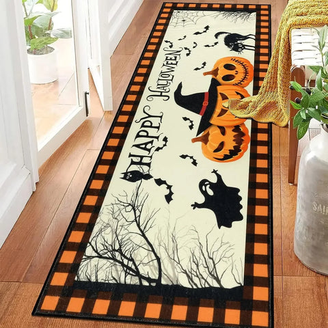 Navak Carpet Halloween Horror Pumpkin Kitchen Hallway Balcony Rugs Home Decor Bedroom Bedside Foot Mat Bathroom Laundry Room Anti-slip Mat