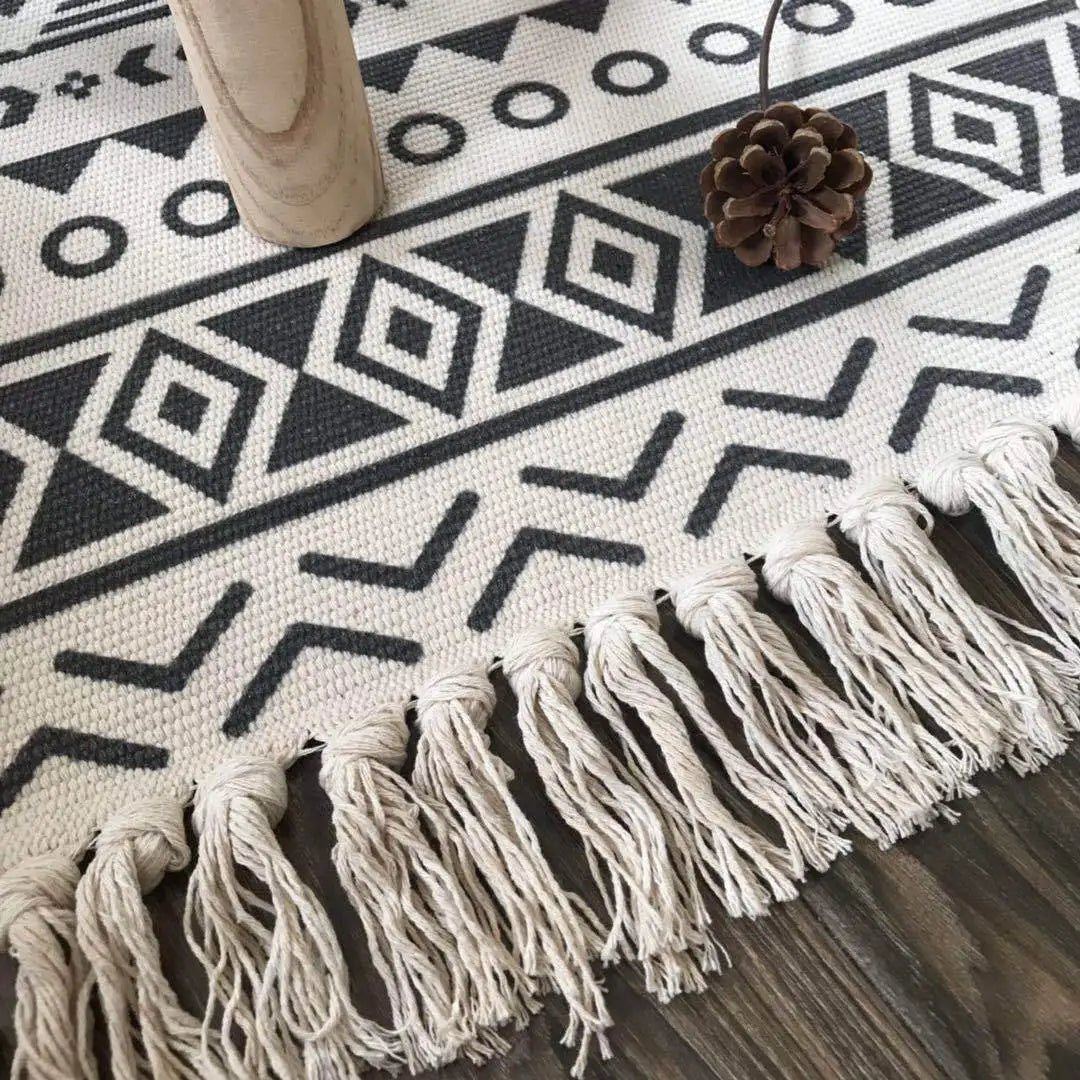 Navak Carpet Nordic Cotton and Linen Carpet Home Living Room Sofa Coffee Table Blanket Bedroom Bedside Floor Mat Door Mat Machine Washable