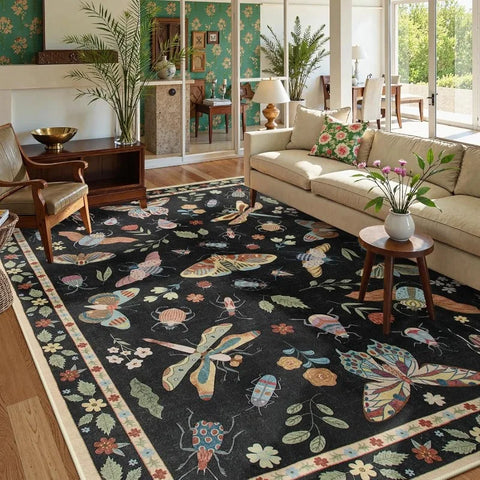 Navak Carpet Retro Animal Print Living Room Carpet Fashion Bedroom Bedside Rug Foldable Machine Washable Sofa Coffee Table Floor Mat Ковер 러그