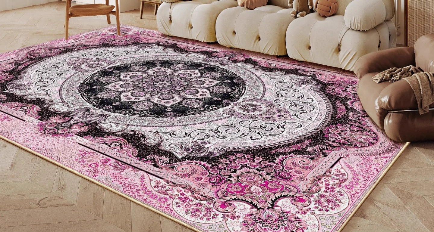 Navak Carpet Ethnic Style Bedroom Decor Retro Carpet Light Luxury Carpets for Living Room Washable Lounge Soft Floor Mat Anti-slip Study Rug