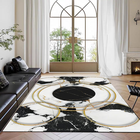 Navak Carpet Nordic Marble Print Area Rug for Living Room in Front of Sofa Non-Slip Modern Floor Mat for Bedroom