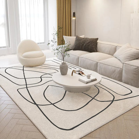 Navak Carpet Nordic Style Living Room Decoration Plush Carpet Abstract Art Design Rugs for Bedroom Simple Line Soft Rug Home Thick Floor Mat