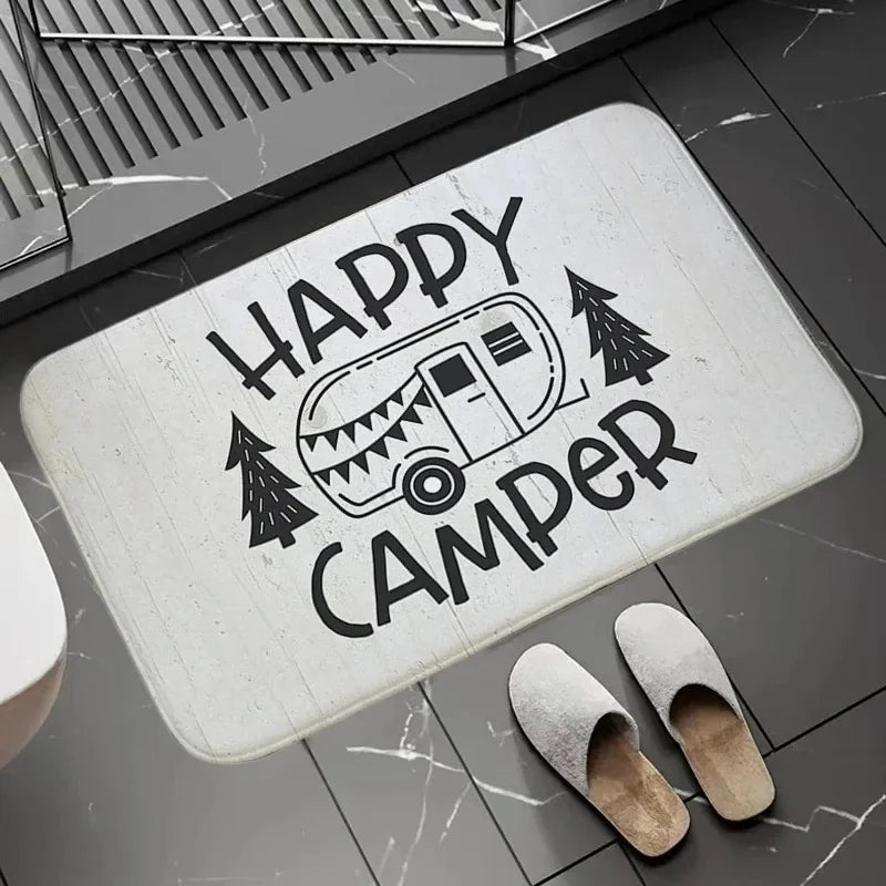 Navak Carpet Happy Campers Rug Non-slip Floor Mat Machine Washable Entrance Carpet for Hallway Bedroom Kitchen and Home Accessories Decor