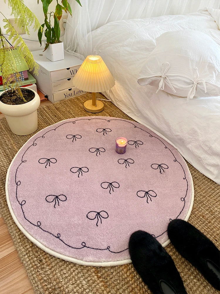 Navak Carpet Exclusive Picks Cute Wind Carpet Children's Room Round Floor Cushion Checkroom Dressing Foot Cushion Bedroom Bedside Round Rug Home Decor
