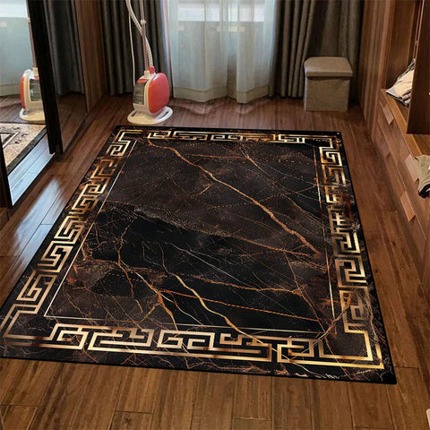Navak Carpet Retro Luxury Black Washable CARPET FOR LIVE ROOM Oriental Chinese Style Soft Non-slip Rug Bedroom Flannel Mat for Children Room