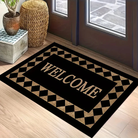 Navak Carpet Geometric Rhombus Pattern Welcome Door Mat Balcony Hallway Laundry Room Rug Living Room Kitchen Bedroom Entry Non-slip Floormat